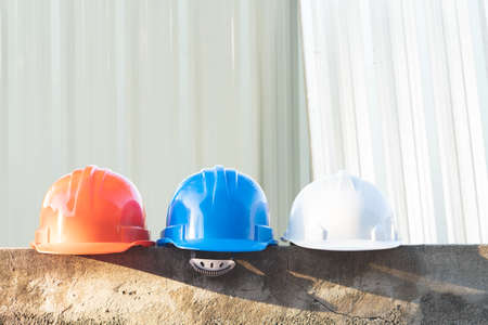 Safety helmet for use in constructionの写真素材