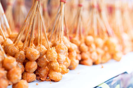 Fried meatballs on the street food in Thailandの写真素材