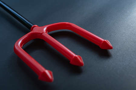 Halloween house decorations, trident on a black background.の写真素材