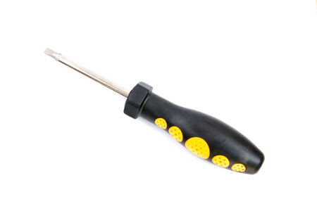Yellow screwdriver isolated on white backgroundの写真素材