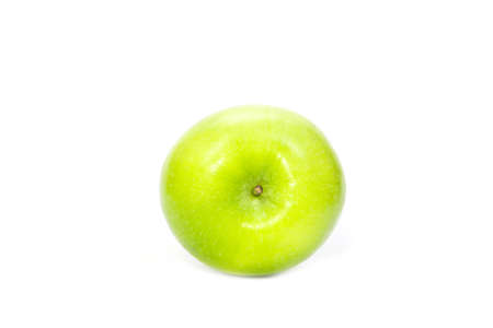 fresh green apple isolated on whiteの写真素材