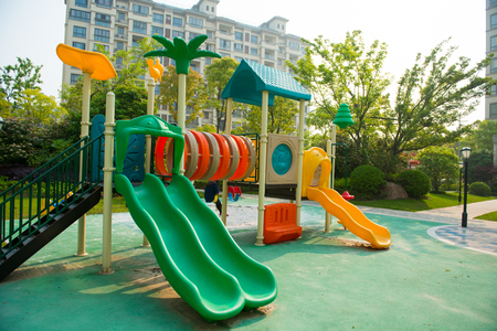 Plastic outdoor kids playgroundの写真素材
