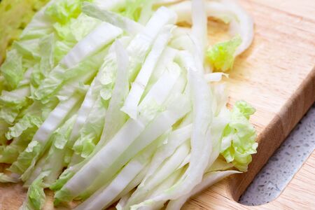 slicing cabbageの写真素材