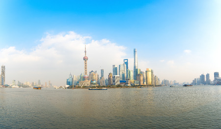 the modern building of the lujiazui financial centre in shanghai china.のeditorial素材