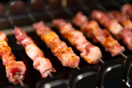 kabob on a grillの写真素材