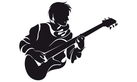 bassist, silhouetteのイラスト素材