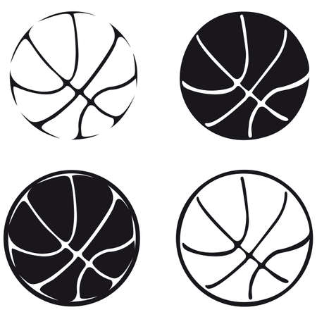 set of basketball balls, silhouetteのイラスト素材