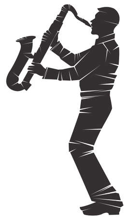 Saxophonist. Vector silhouette, isolatedのイラスト素材