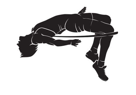 High jumper. Vector silhouette on whiteのイラスト素材