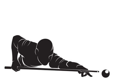 Billiards player. Vector silhouette, isolated on whiteのイラスト素材