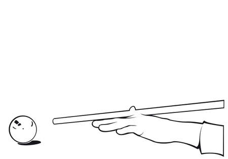 Billiards hand player with ball contour, isolated on whiteのイラスト素材