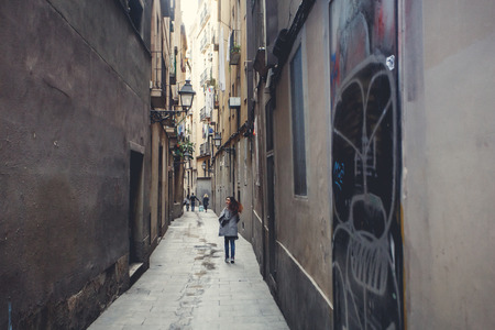Europa, Barselona, Spain. Old Building in Barcelona, Spainの写真素材