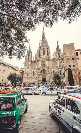 Cathedral Holy Cross and Saint Eulalia. Europa, Barselona, Spain. Old Building in Barcelona, Spainのeditorial素材