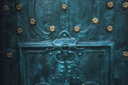 Metal blue grunge old rusty scratched surface texture. blue metal vintage backgroundの写真素材