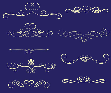 Illustration pour Set of decorative florish dividers, borders - image libre de droit