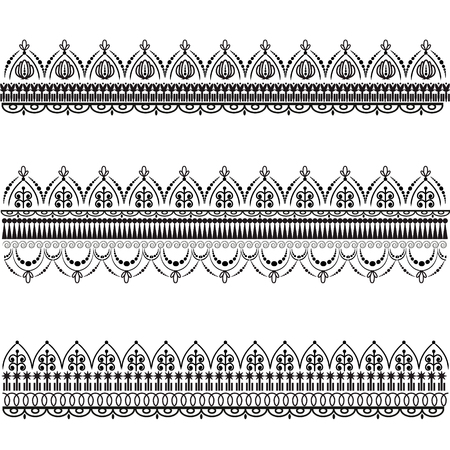 Set of vector decorative patterns. Mehndi.のイラスト素材