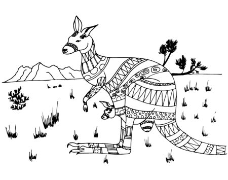 The kanagaroo for coloring pages.のイラスト素材