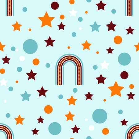 Seamless pattern with rainbows? stars. Design for kids.のイラスト素材