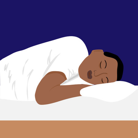 A sleeping African american man. Vector, cartoon.のイラスト素材