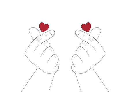The man hands with love sign. Korean gesture.のイラスト素材