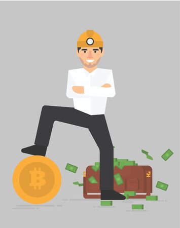 businessman miner bitcoinのイラスト素材