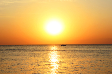 sunset sea cutterの写真素材