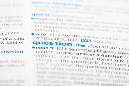 word question in the dictionary, can be used as backgroundの写真素材