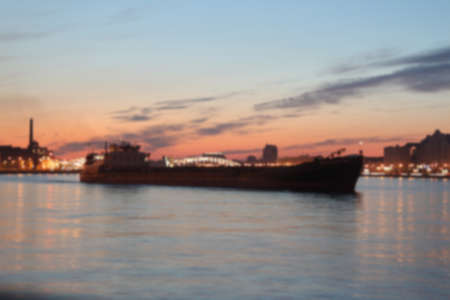 blurred background with sheep at night in St. Petersburgの写真素材