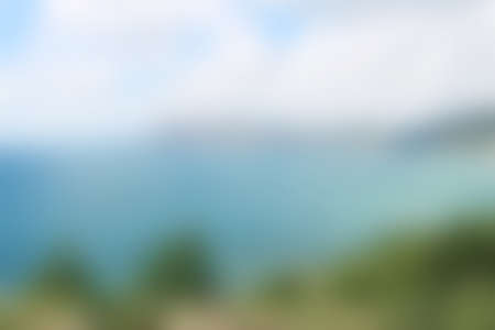 blurred sunny background of Black sea and mountaines landscapeの写真素材