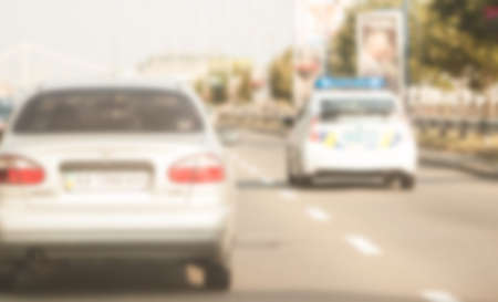 blurred traffic jam in city can be used as backgroundの写真素材