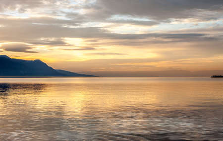 Beautiful view on Geneva Lake can be used as backgroundの写真素材
