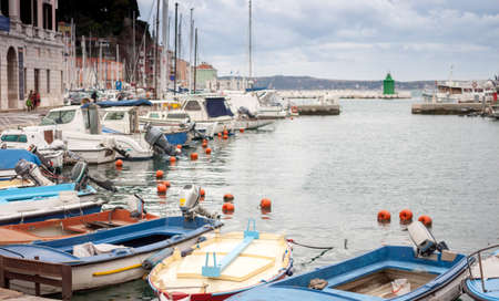 harbor in Slovenia with many boats and private yachtsの写真素材