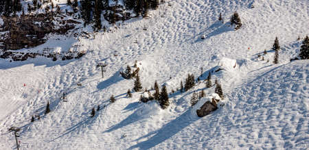Slopes on the skiing resort in France Alpsの写真素材