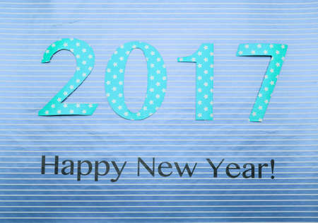 number 2017 and happy new year words handmadeの写真素材