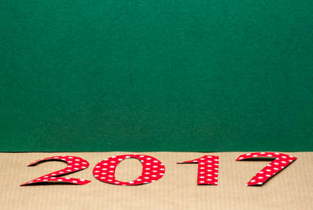 number 2017 made of wrapind paper on craft background