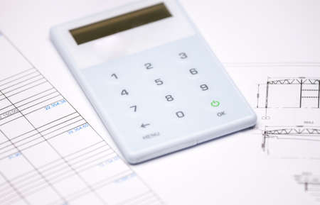 financial report and calculator can be as backgrouondの写真素材