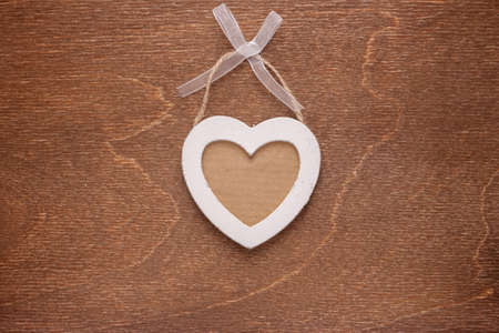 wooden heart with free spaceの写真素材