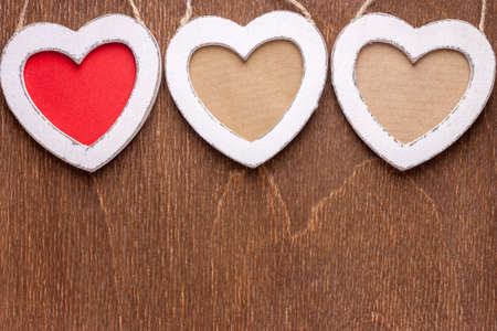 tree wooden hearts with free spaceの写真素材