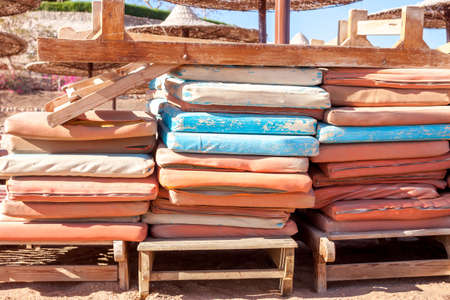 old sunbed Egypt beachの写真素材