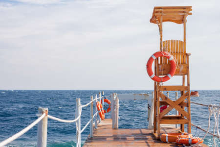 life guard tower at the eand of pierの写真素材