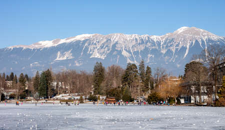 winter landscape frozen lakeの写真素材