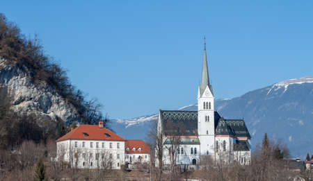 church in mountainsの写真素材