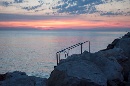 colorful sunset over Adriatic seaの写真素材