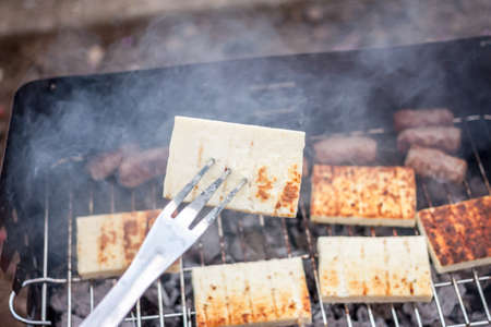 grilled cevapcici and cheese balkan cuisineの写真素材