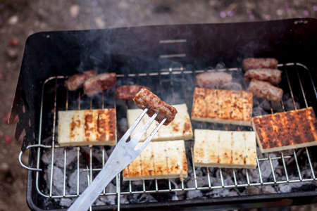 grilled cevapcici and cheese balkan cuisineの写真素材