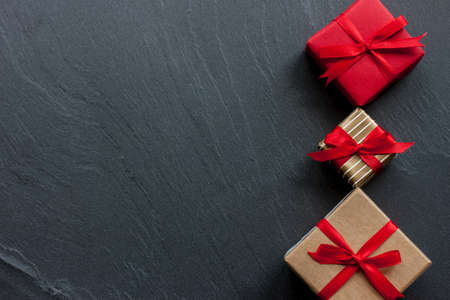 beautiful gift boxes on black background