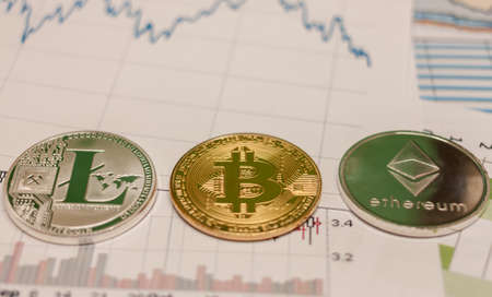 bitcoin ethereum litecoin coin and chart