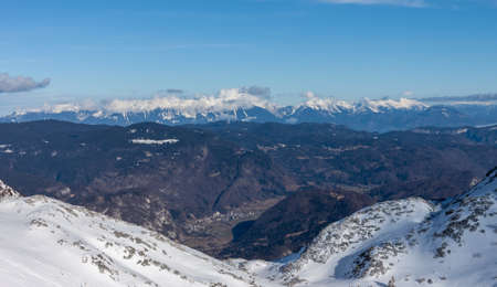 winter mountains of Slovenia beautiful landscapeの写真素材