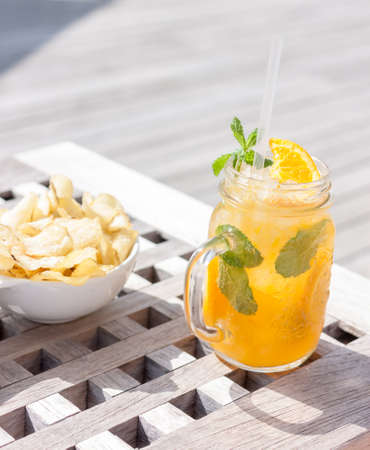 coctail glass in beach club
