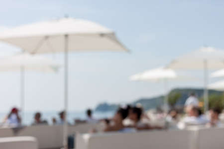 blurred background of beach clubの写真素材